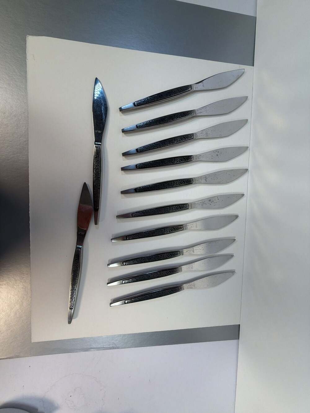Set of 12 Vintage AS Stainless Japan Mid-Century‎ Modern Dinner Knives